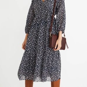 Madewell Tie-Waist Floral Print Midi Dress